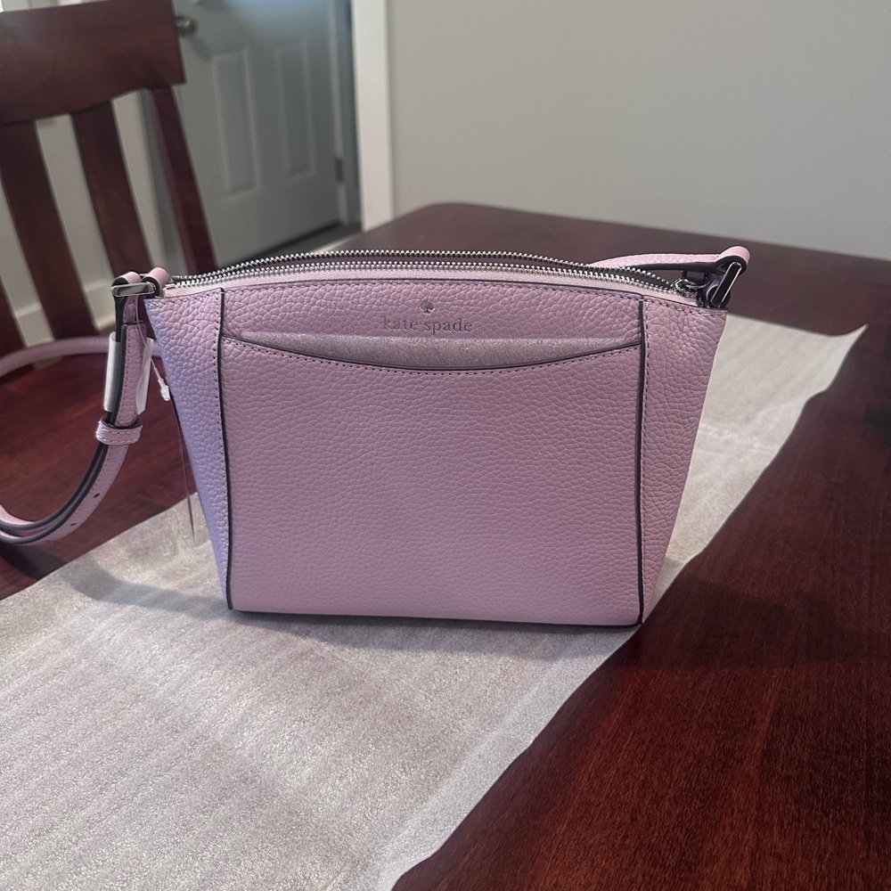 Kate Spade Violet Mist Monica Small Crossbody Pebbled Leather purse NWT